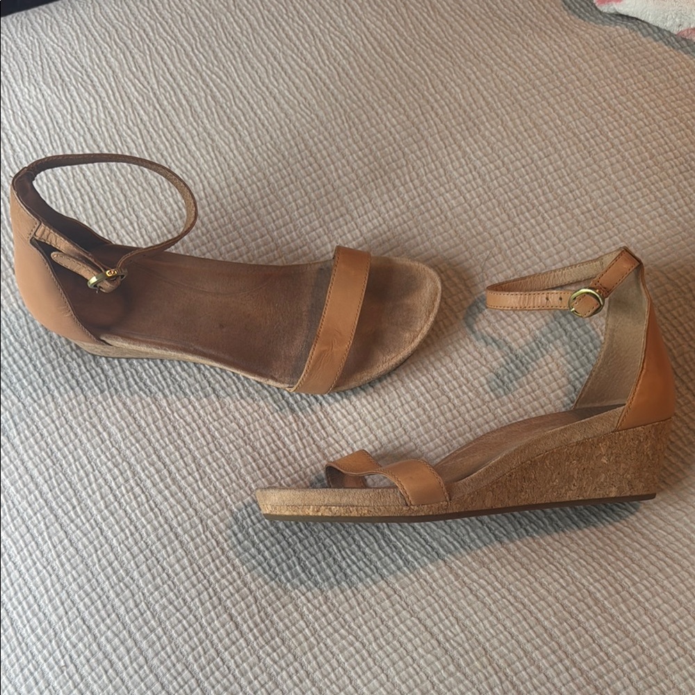 UGG Tan Wedge Sandals with Soft Suede